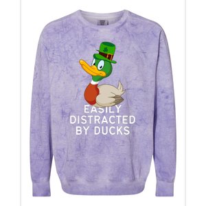 Easily Distracted By Ducks Funny St Patrick Day Colorblast Crewneck Sweatshirt