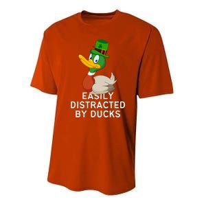 Easily Distracted By Ducks Funny St Patrick Day Performance Sprint T-Shirt