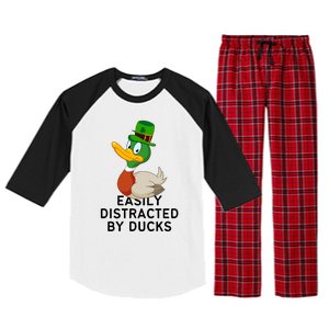 Easily Distracted By Ducks Funny St Patrick Day Raglan Sleeve Pajama Set