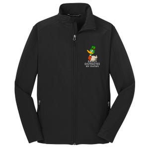 Easily Distracted By Ducks Funny St Patrick Day Core Soft Shell Jacket