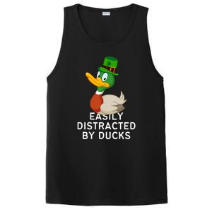 Easily Distracted By Ducks Funny St Patrick Day PosiCharge Competitor Tank