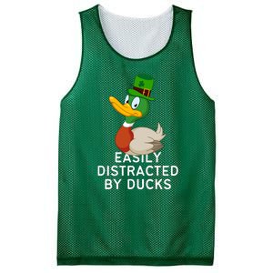 Easily Distracted By Ducks Funny St Patrick Day Mesh Reversible Basketball Jersey Tank