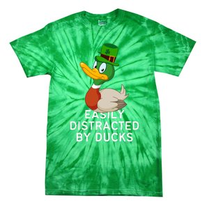 Easily Distracted By Ducks Funny St Patrick Day Tie-Dye T-Shirt