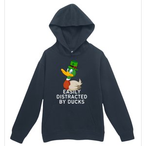 Easily Distracted By Ducks Funny St Patrick Day Urban Pullover Hoodie