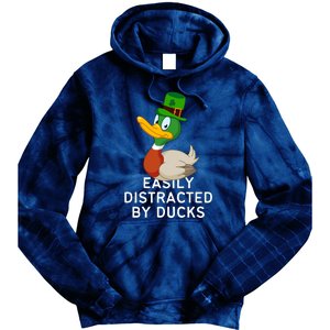 Easily Distracted By Ducks Funny St Patrick Day Tie Dye Hoodie