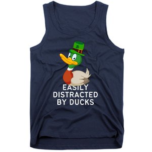 Easily Distracted By Ducks Funny St Patrick Day Tank Top