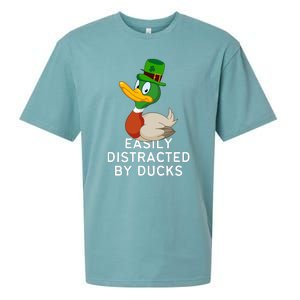 Easily Distracted By Ducks Funny St Patrick Day Sueded Cloud Jersey T-Shirt