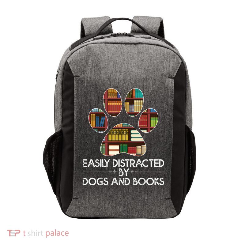 Easily Distracted By Dogs And Books Vector Backpack