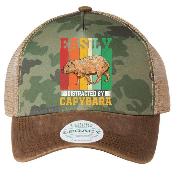 Easily Distracted By Capybara Animal Lover Rodent Gift Legacy Tie Dye Trucker Hat