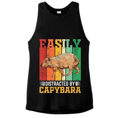 Easily Distracted By Capybara Animal Lover Rodent Gift Ladies PosiCharge Tri-Blend Wicking Tank