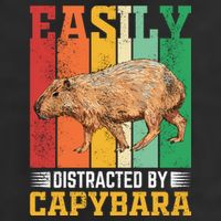 Easily Distracted By Capybara Animal Lover Rodent Gift 7 Panel Mesh Trucker Snapback Hat