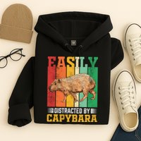 Easily Distracted By Capybara Animal Lover Rodent Gift Hoodie