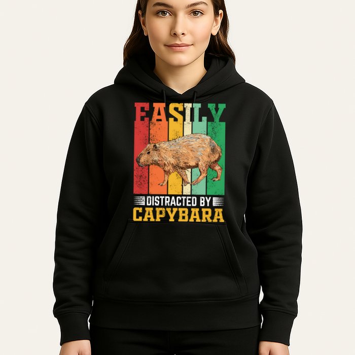 Easily Distracted By Capybara Animal Lover Rodent Gift Hoodie