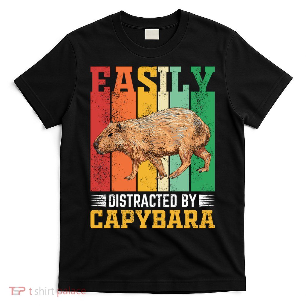 Easily Distracted By Capybara Animal Lover Rodent Gift T-Shirt