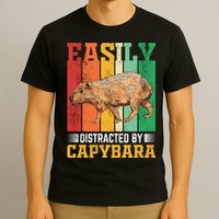 Easily Distracted By Capybara Animal Lover Rodent Gift T-Shirt