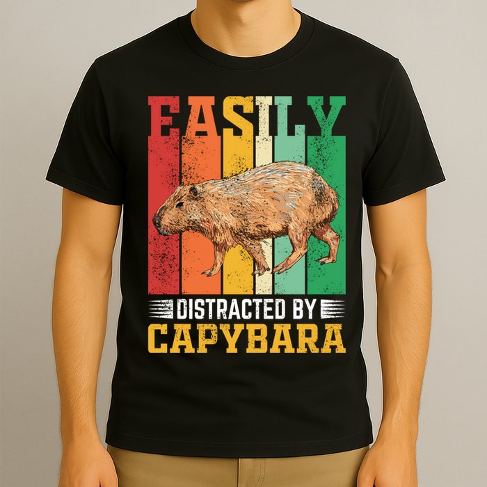 Easily Distracted By Capybara Animal Lover Rodent Gift T-Shirt
