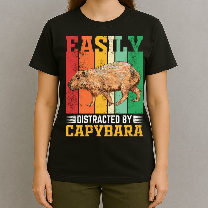 Easily Distracted By Capybara Animal Lover Rodent Gift T-Shirt