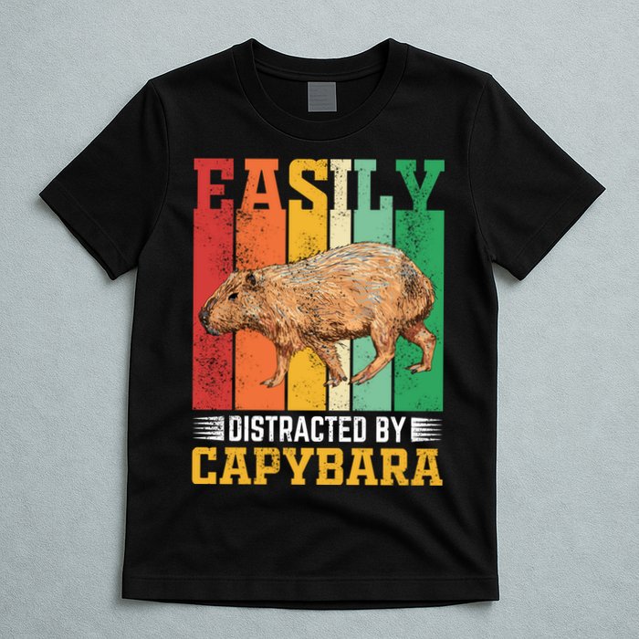 Easily Distracted By Capybara Animal Lover Rodent Gift T-Shirt