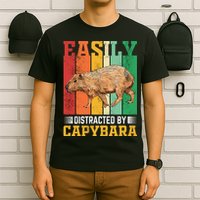 Easily Distracted By Capybara Animal Lover Rodent Gift T-Shirt