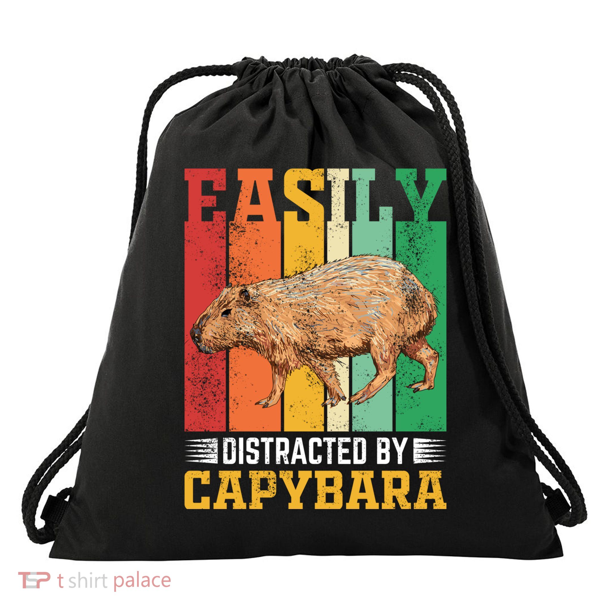 Easily Distracted By Capybara Animal Lover Rodent Gift Drawstring Bag
