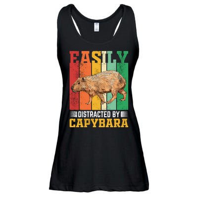 Easily Distracted By Capybara Animal Lover Rodent Gift Ladies Essential Flowy Tank