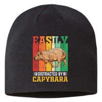 Easily Distracted By Capybara Animal Lover Rodent Gift Sustainable Beanie