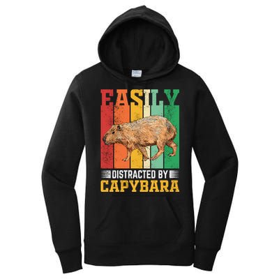 Easily Distracted By Capybara Animal Lover Rodent Gift Women's Pullover Hoodie