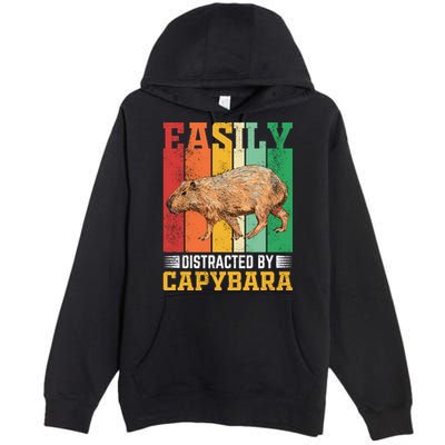 Easily Distracted By Capybara Animal Lover Rodent Gift Premium Pullover Hoodie