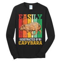 Easily Distracted By Capybara Animal Lover Rodent Gift Tall Long Sleeve T-Shirt
