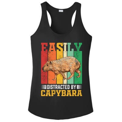 Easily Distracted By Capybara Animal Lover Rodent Gift Ladies PosiCharge Competitor Racerback Tank