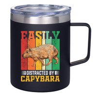 Easily Distracted By Capybara Animal Lover Rodent Gift 12oz Stainless Steel Coffee Mug