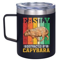 Easily Distracted By Capybara Animal Lover Rodent Gift 12oz Stainless Steel Coffee Mug
