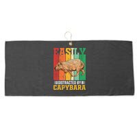 Easily Distracted By Capybara Animal Lover Rodent Gift Large Microfiber Waffle Golf Towel