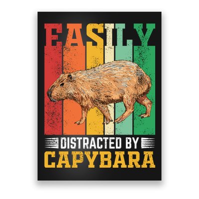 Easily Distracted By Capybara Animal Lover Rodent Gift Poster