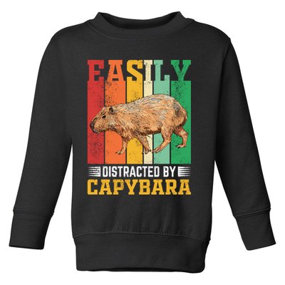 Easily Distracted By Capybara Animal Lover Rodent Gift Toddler Sweatshirt