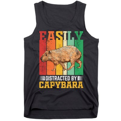 Easily Distracted By Capybara Animal Lover Rodent Gift Tank Top