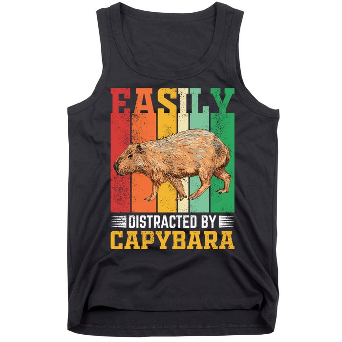 Easily Distracted By Capybara Animal Lover Rodent Gift Tank Top