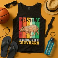 Easily Distracted By Capybara Animal Lover Rodent Gift Tank Top