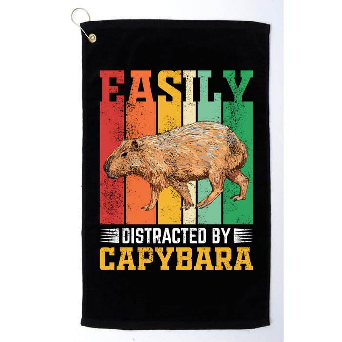 Easily Distracted By Capybara Animal Lover Rodent Gift Golf Towel