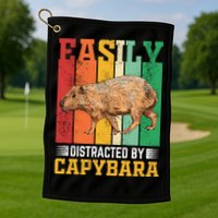 Easily Distracted By Capybara Animal Lover Rodent Gift Golf Towel