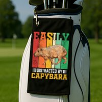 Easily Distracted By Capybara Animal Lover Rodent Gift Golf Towel