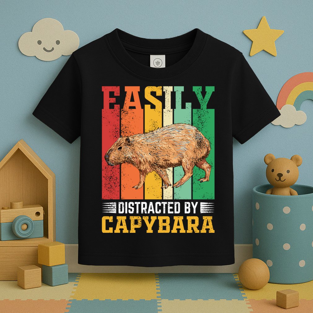 Easily Distracted By Capybara Animal Lover Rodent Gift Toddler T-Shirt