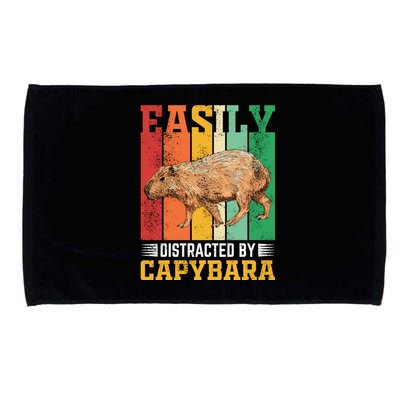 Easily Distracted By Capybara Animal Lover Rodent Gift Microfiber Hand Towel