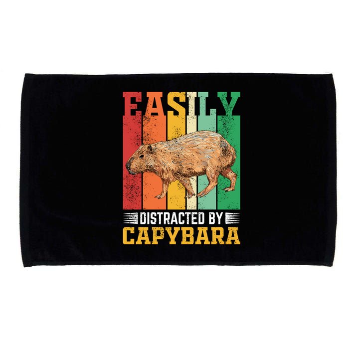 Easily Distracted By Capybara Animal Lover Rodent Gift Microfiber Hand Towel
