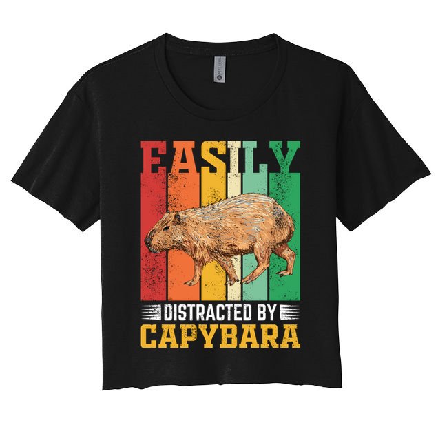 Easily Distracted By Capybara Animal Lover Rodent Gift Crop Top