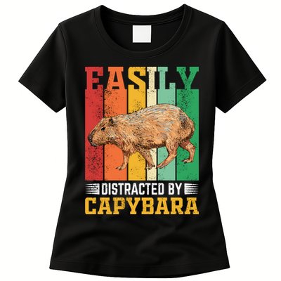 Easily Distracted By Capybara Animal Lover Rodent Gift Womens T-Shirt