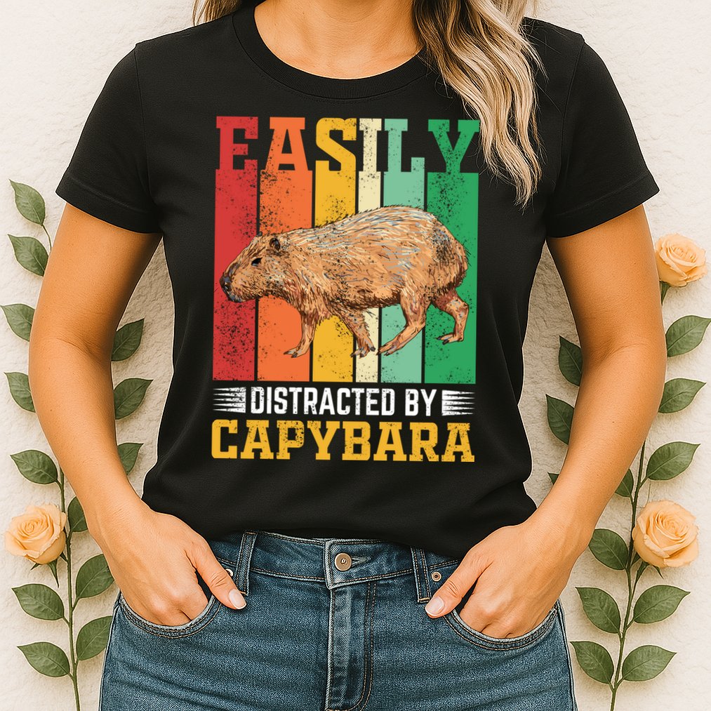 Easily Distracted By Capybara Animal Lover Rodent Gift Womens T-Shirt