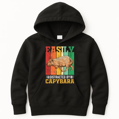 Easily Distracted By Capybara Animal Lover Rodent Gift Kids Hoodie