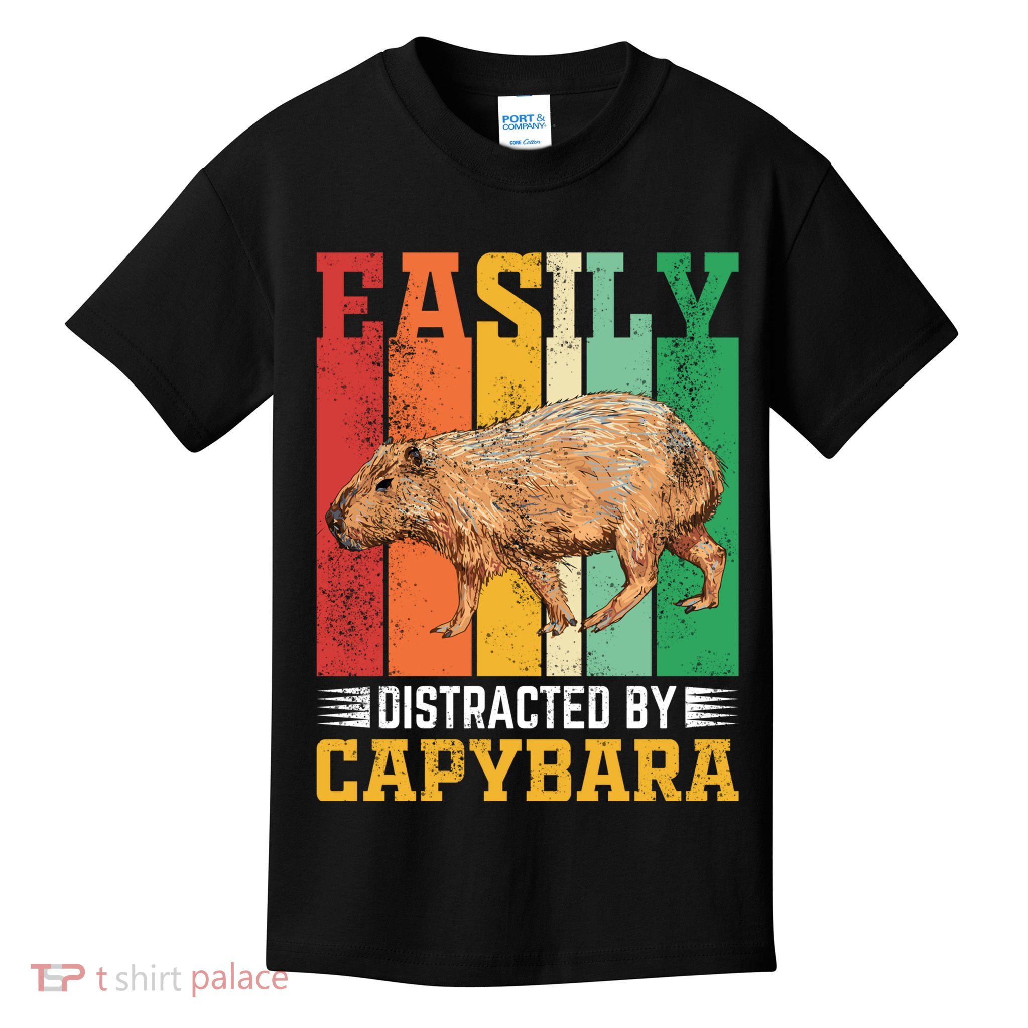 Easily Distracted By Capybara Animal Lover Rodent Gift Kids T-Shirt