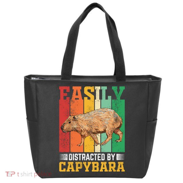 Easily Distracted By Capybara Animal Lover Rodent Gift Zip Tote Bag